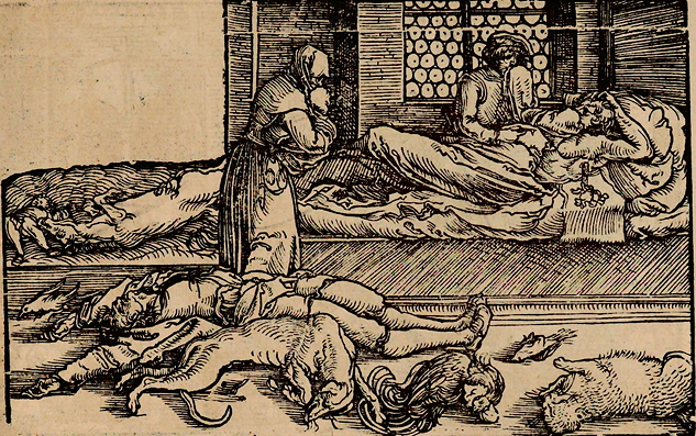 Hans Weiditz,
                Pest in einem Hause, 1520